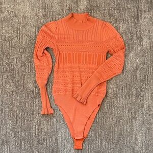 Free People Orange Bodysuit